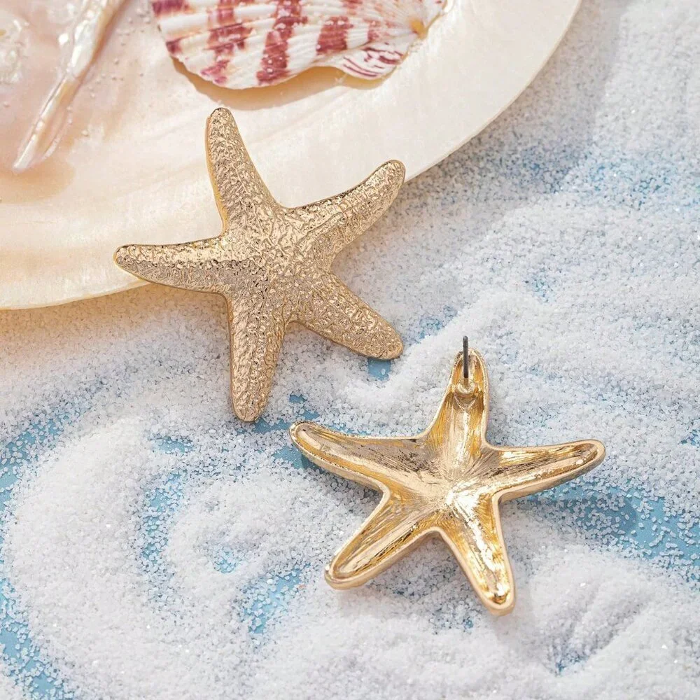 Gold Sexy Women's Cross-Border Hot-Selling Ocean-Themed Starfish Earrings